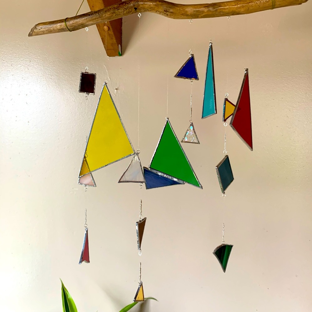 Stained glass windchime suncatcher